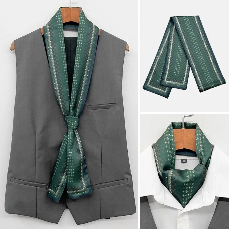 Men's Business Long Scarf - Stylish Layering Accessory for Shirts and Suits - Double-sided Slim Neck Scarf