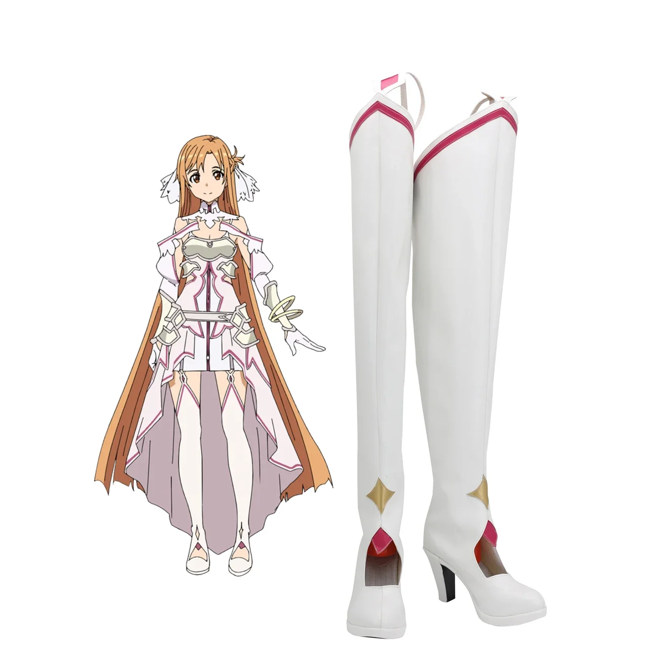 Sword Art Online Asuna bogini stworzenia Stacial Cosplay buty białe buty na wysokim obcasie wykonane na zamówienie dla obu płci