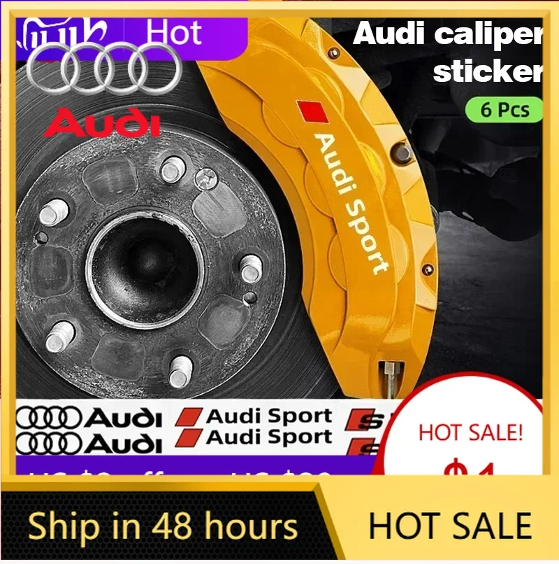 

2025 Hot Car Brake Caliper Sticker Heat Resistant Decals For Audi Sline RS QUATTRO A3 A4 B8 8P 8V B6 A5 A6 C7 Q5 B9 B7 C6 A1 Q7