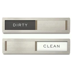 Dishwasher Magnet Clean Dirty Sign, Premium Stainless Steel Black and White Non-Scratch/Kitchen Decor/Easy to Read & Slide