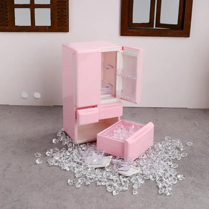 1 ensemble de meubles de poche miniatures, jeu de nourriture, scène de cuisine, modèle 1:12, maison de jeu, jouets, maison de poupée, dessin animé, Mini réfrigérateur