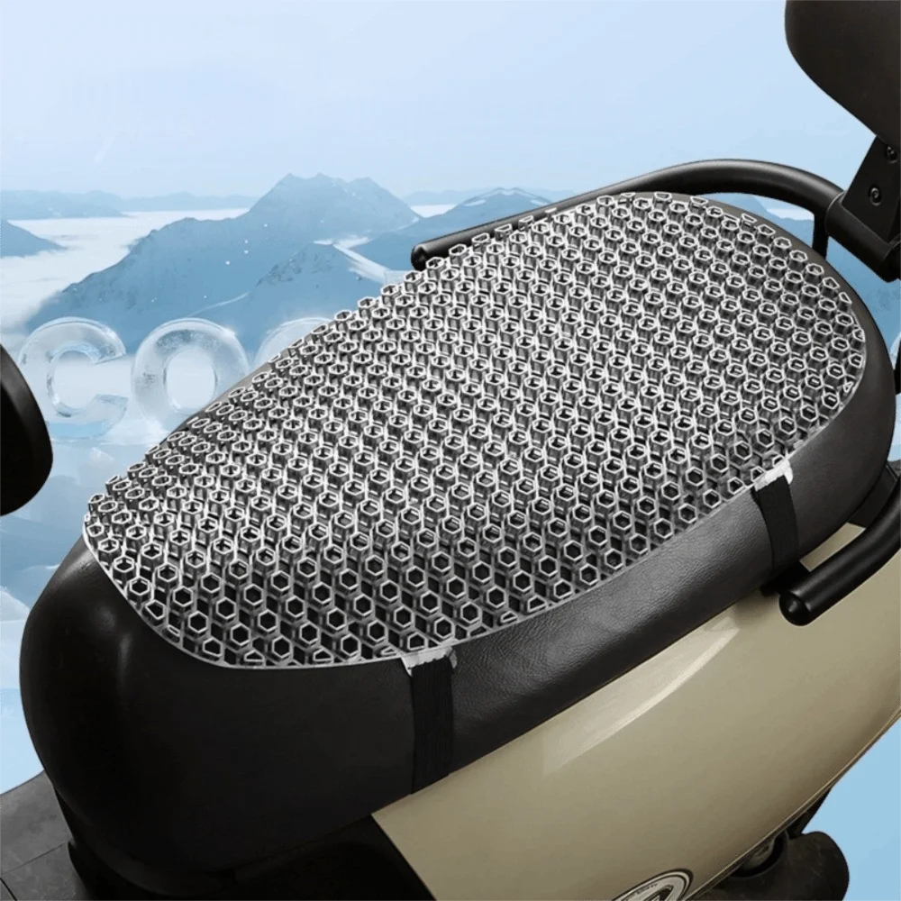 PE Motorcycle Seat Pad Heat Insulation 4D Breathable Mesh Seat Cover 53x28cm Anti-Slip Scooter Seat Cushion Summer Cooling