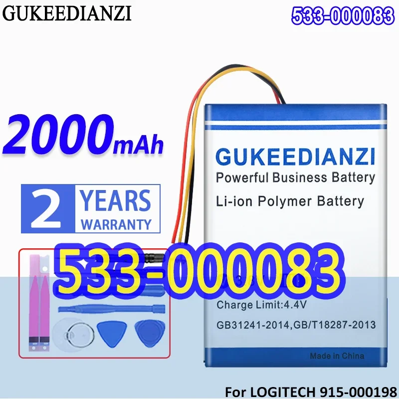 High Capacity GUKEEDIANZI Battery 533-000083 533-000084 2000mAh For LOGITECH Harmony Touch Ultimate One 915-000198 1209 Bateria