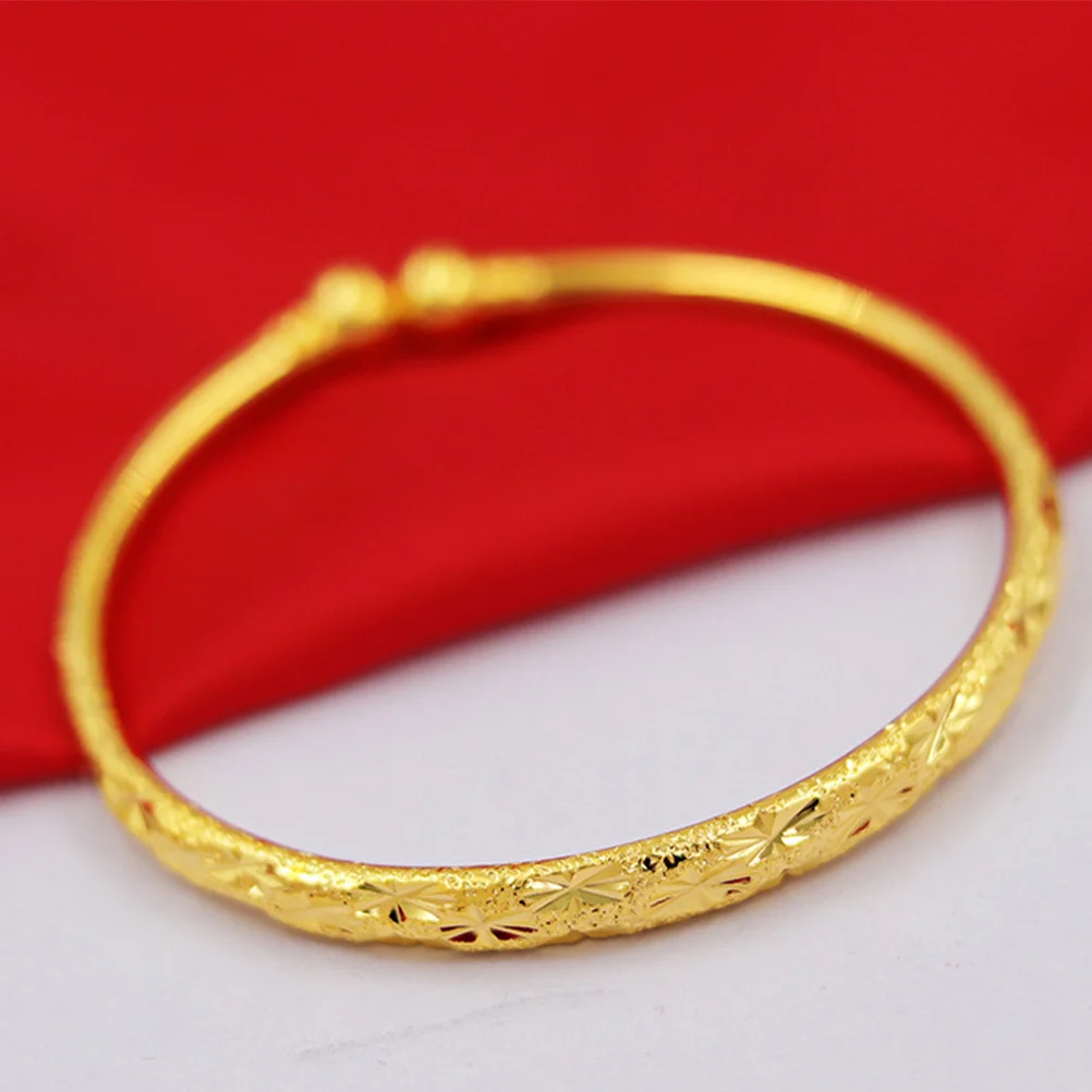 

1Pcs Babysbreath Shower Bracelet Delicate Open Mouth Brass Fashion Bangle Golden Color Retention Wedding Jewelry Chic