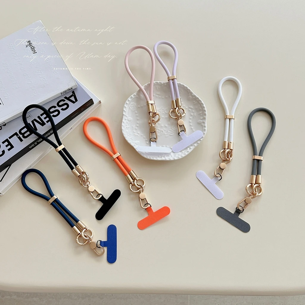 

Модные металлические ремешки из жидкого силикона для телефона, короткий шнурок-брелок с защитой от потери для всех чехлов для телефонов