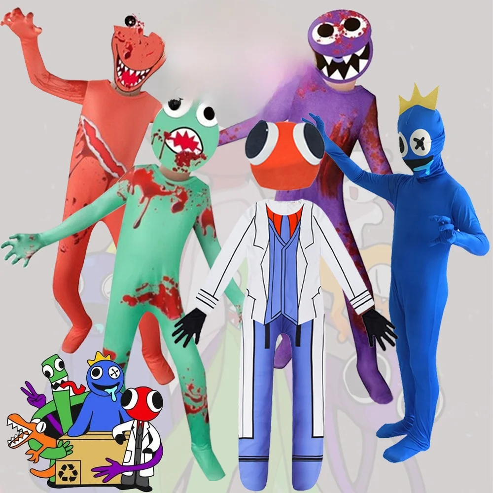 

Костюм для Хэллоуина Rainbow Friend Game Cos: облегающий комбинезон для игр, игривый костюм на Хэллоуин для женщин, 100% триацетатное волокно