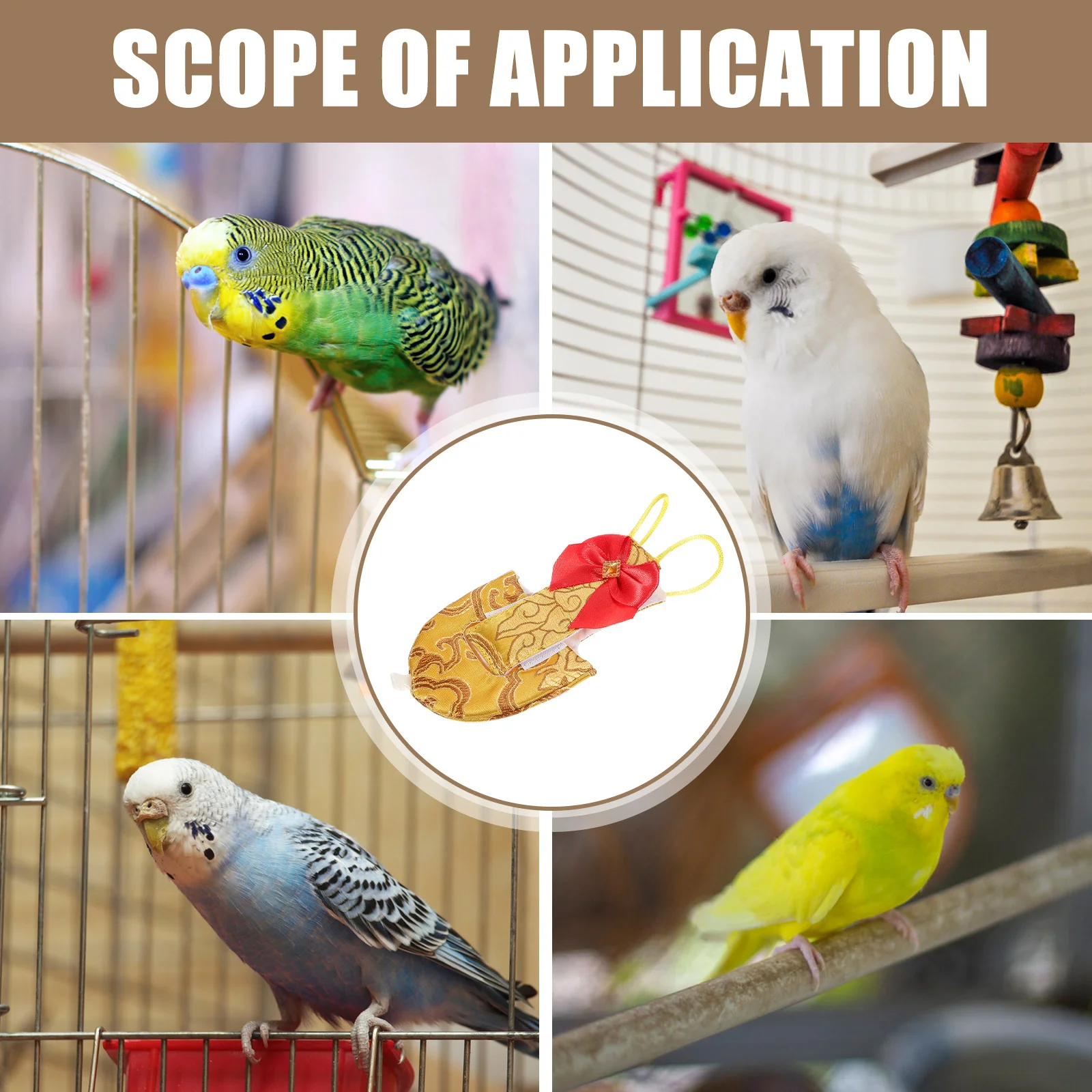 

Parrot Flying Suit Lightweight Reusable Pet Bird Diaper With Bowknot Easy Clean For Cockatiel Parakeet Pigeon Yellow