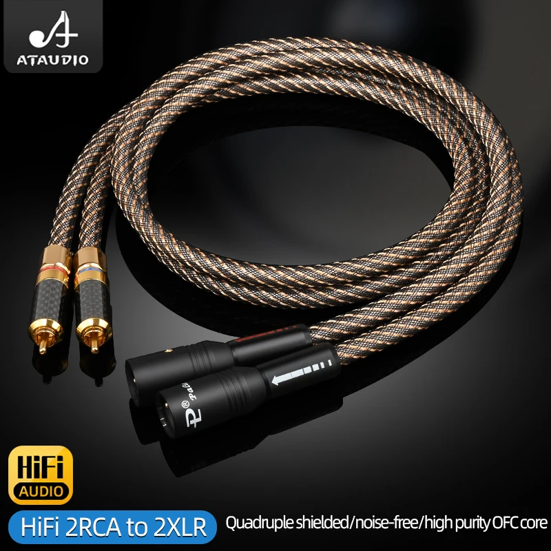 Jedna para kabla Audio QED HiFi do XLR ze srebra mieszanego 4 warstwy ekranujące 2 RCA męskie do 2XLR kabel żeński do miksera CD DAC