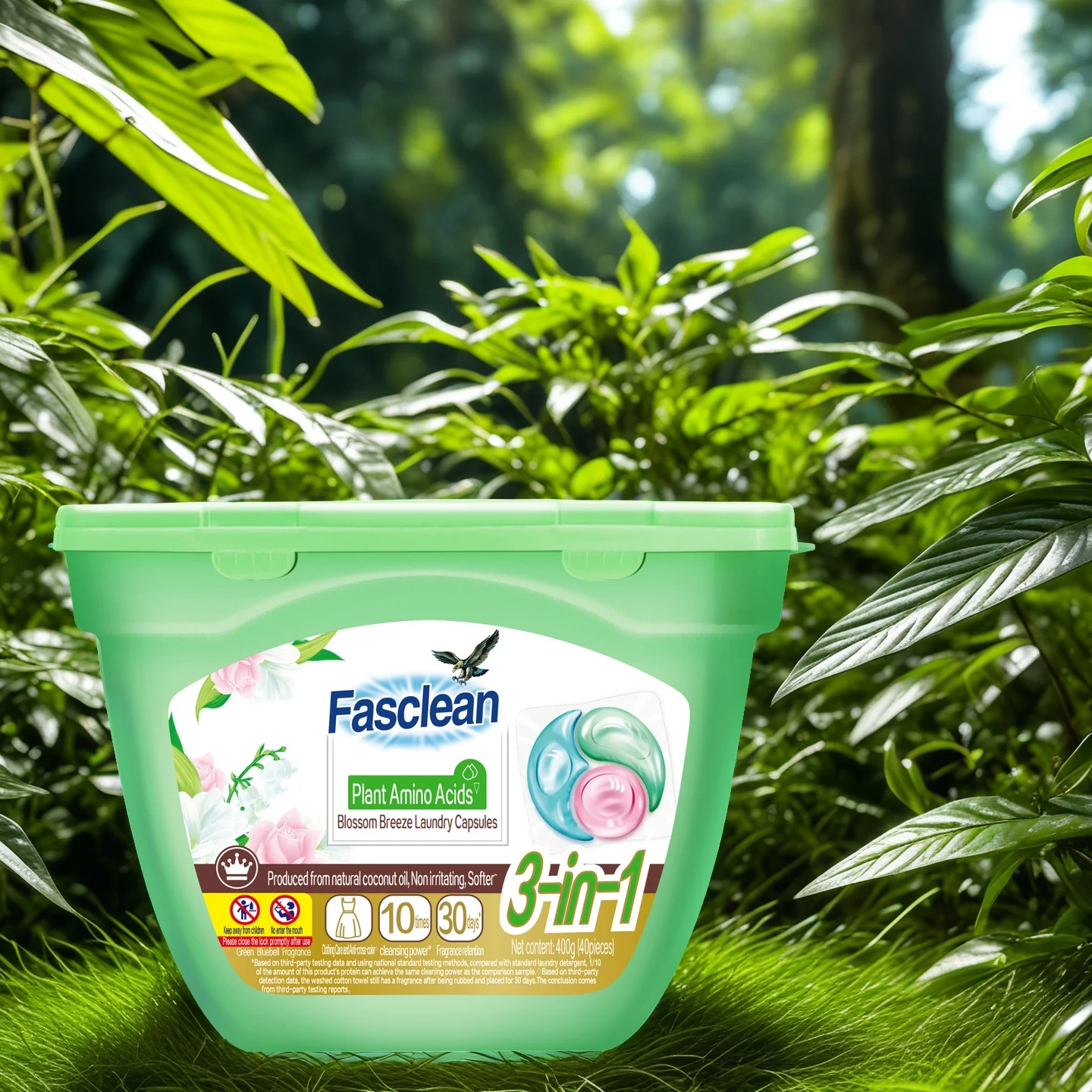 

3in1 Laundry Detergent Capsules 40pcs 400g - Natural Eco-Friendly, Gentle Cleaning, Color Care, Long-Lasting Fragrance & Fabri