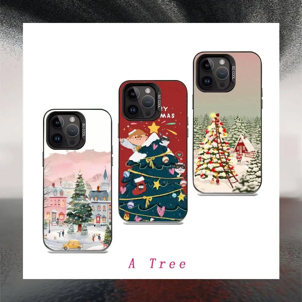 

C-Christmas Tree Cartoon Phone Case For iPhone 16,15,14,13,12,17,Pro,MAX Black Matte Shockproof Cover