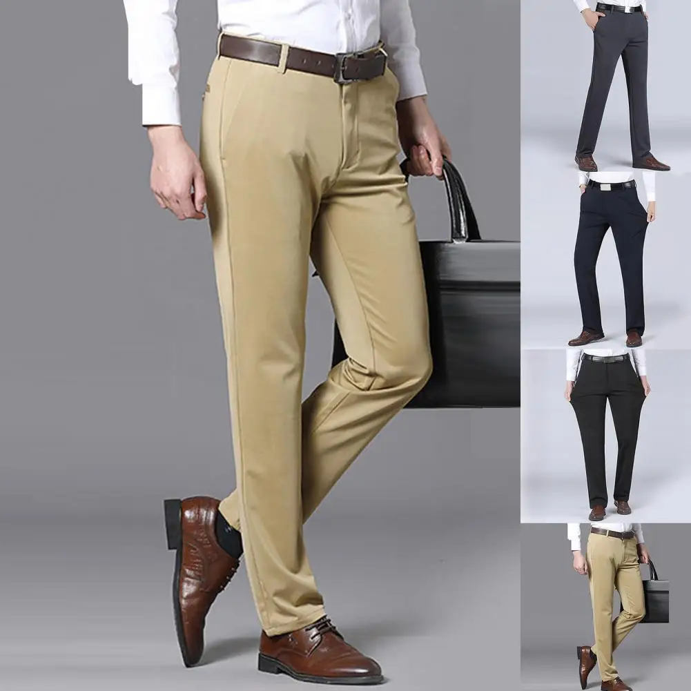 

Casual Father Pants Trousers Mid Waist Spring Autumn Solid Color Mid Waist Father Pants Suit Pants Skin-friendly