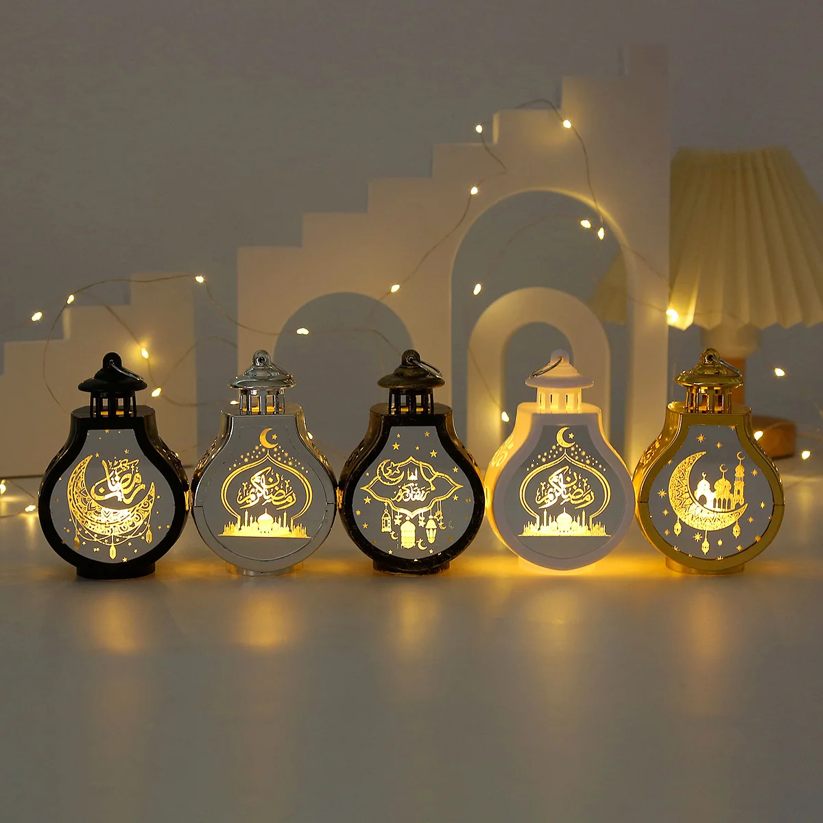 Ramadan Decor Lantern Night Light Eid Mubarak Decor for Islamic Muslim Festival Ramadan Decor Electronic Candle