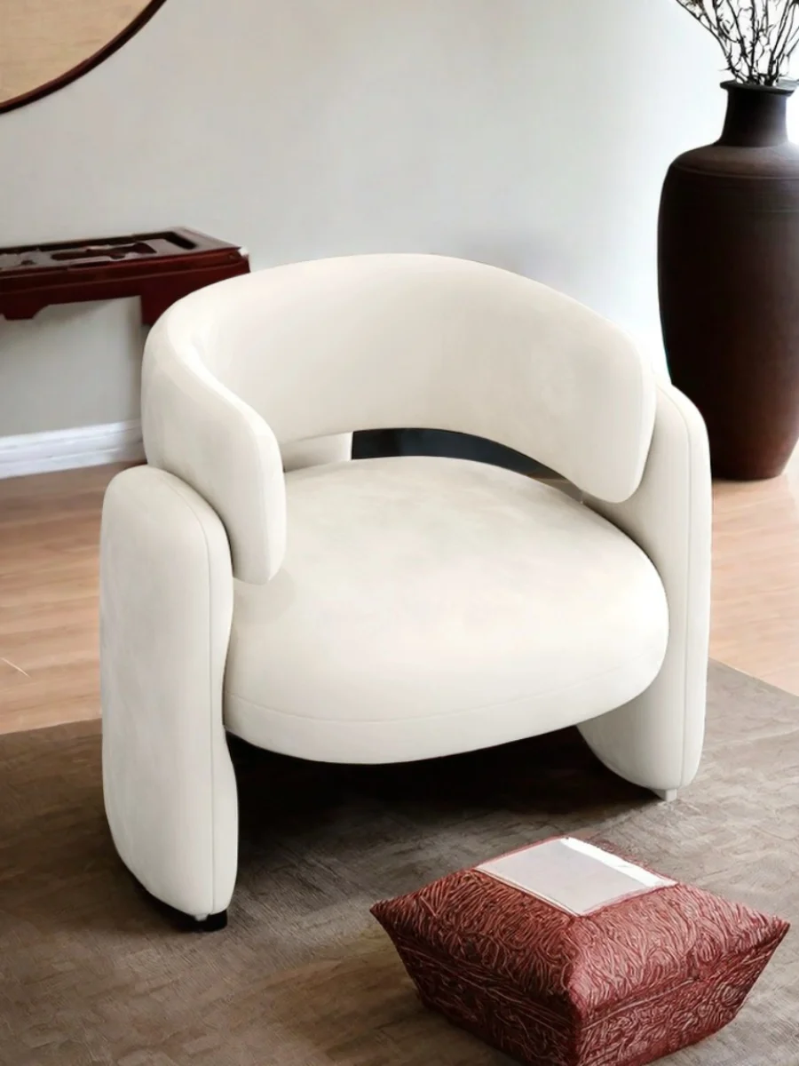 Nordic living room, single armchair, casual designer, reclining chair, modern simple, light luxury, creamy creative chair