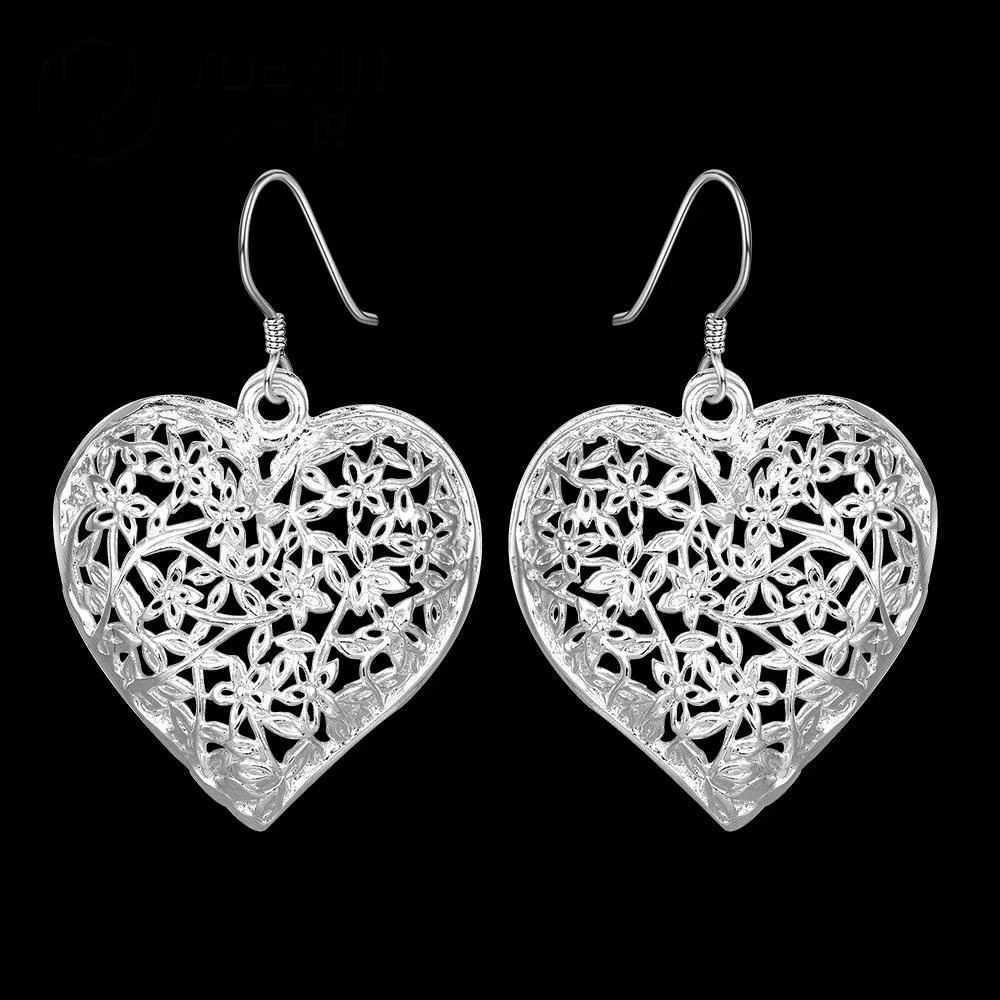 

Высококачественные серьги из стерлингового серебра 925 пробы с сердечком для женщин, модные ювелирные изделия, элегантные резные серьги в стиле ретро, Рождественский подарок