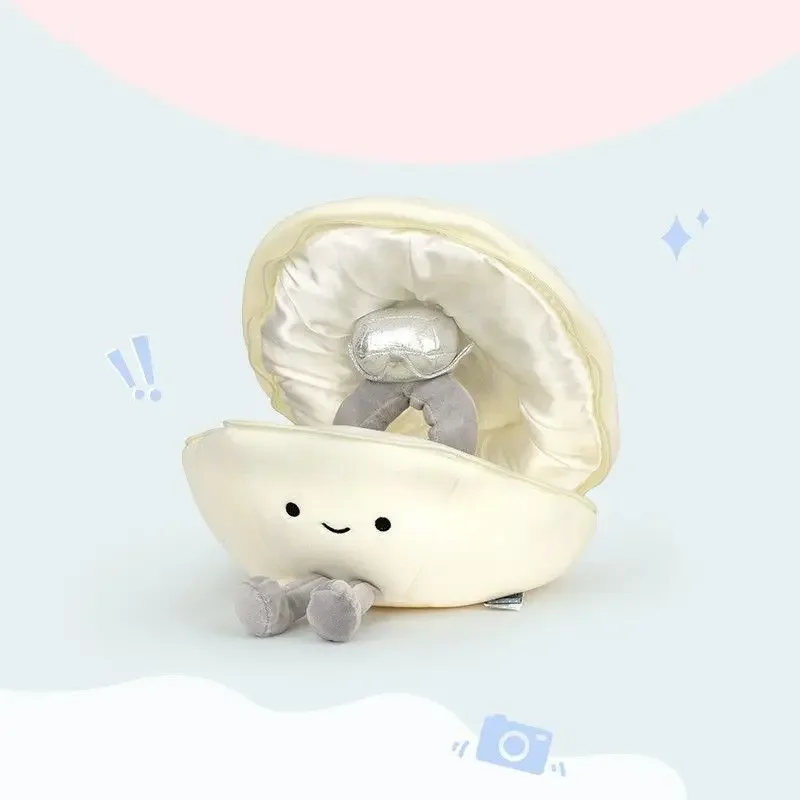 Diamond Ring Plush Sea Shell Shape Box Soft Doll Fluffy Pearl Toy Cartoon Stuffed Sleeping For Girlfriend Valentine Day Gift