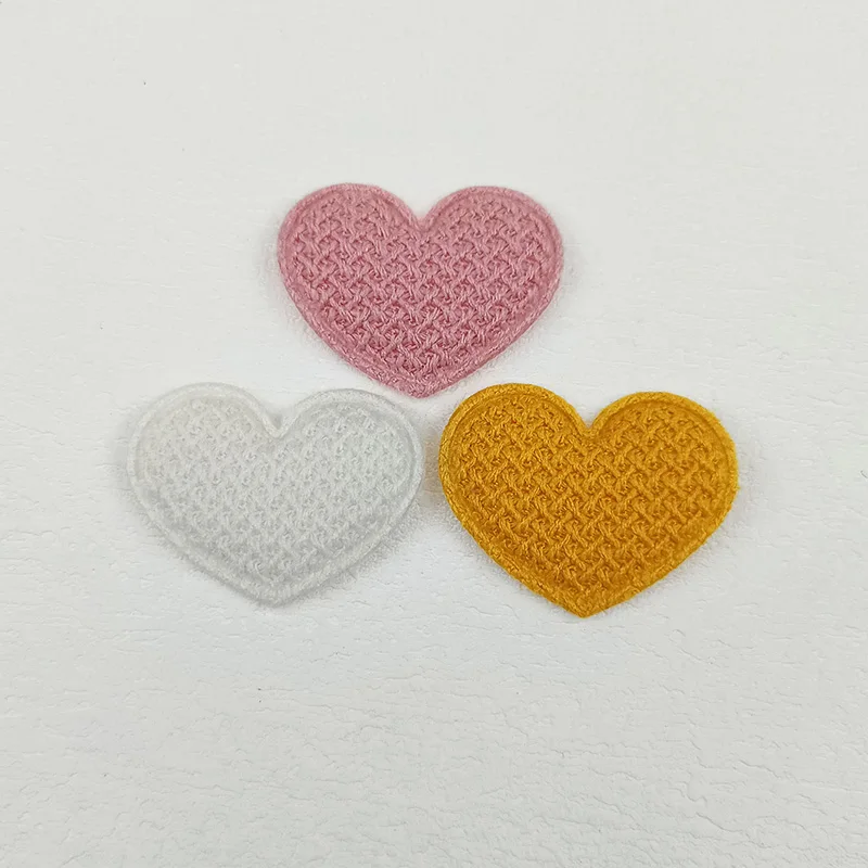 60Pcs Crochet Heart Padded Applique For Children\'s Headband Hair Clip Accessories Hats Decoration Patches