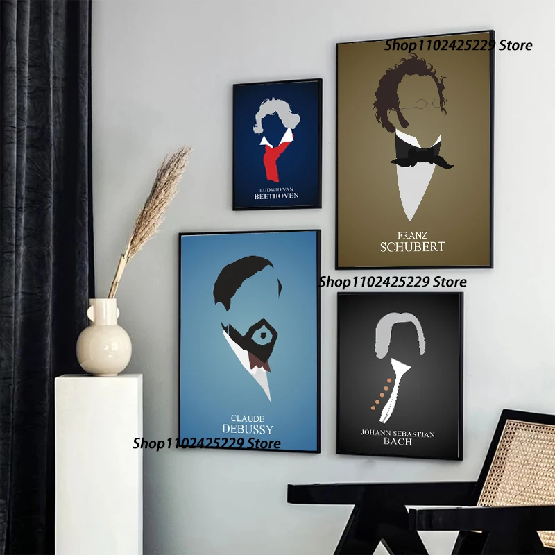 World Famous Pianists Portraits Poster Canvas Printing Pianist Quotes Wall Decor Beethoven Chopin Mozart Pianist Wall Decoration