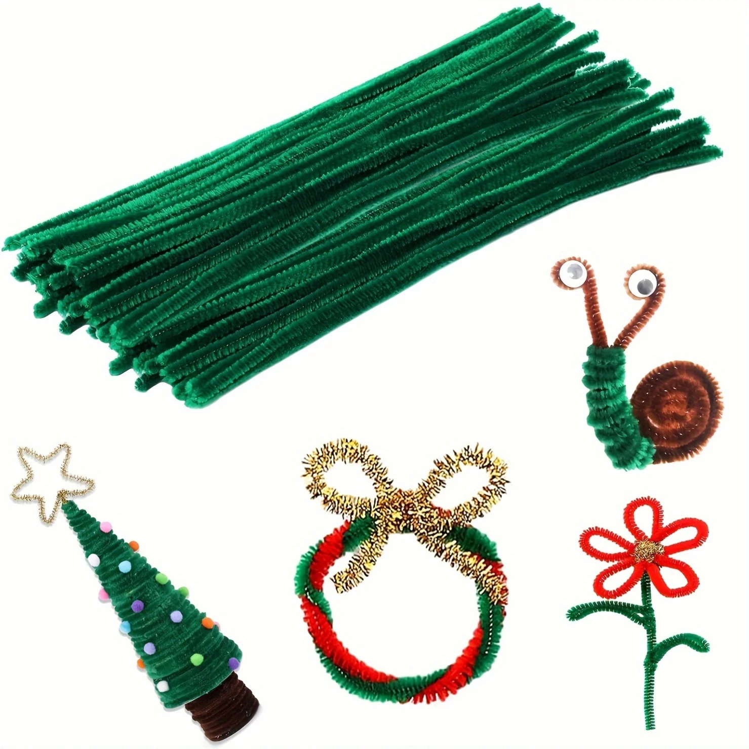 100 Pcs Dark Green Pipe Cleaners,Pipe Cleaners for Crafts,Pipe Cleaner Crafts,Chenille Stems for Craft Kids DIY Arts Supplies