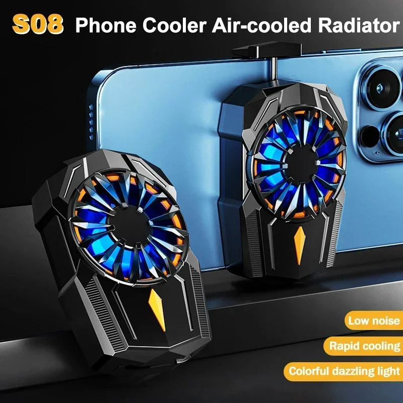 

S08 Universal Mobile Phone Air-cooled Radiator for IOS Android Heat Sink Back Clip Cooling Fan Game Cooler Gaming Accessories