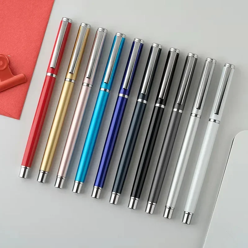 100 Pcs Free Custom Logo  Advertising Gel Pen Laser Printing Promotion Metal Business Office Signature Pen Stationery Supplies