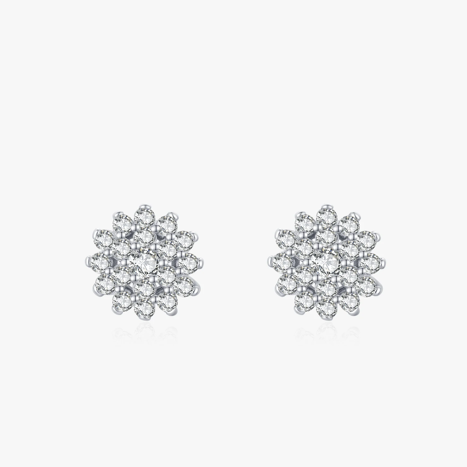 

Top Quality Real 925 Sterling Silver Full CZ Snowflake Stud Earrings for Women Luxury Wedding Engagement Jewelry Gift