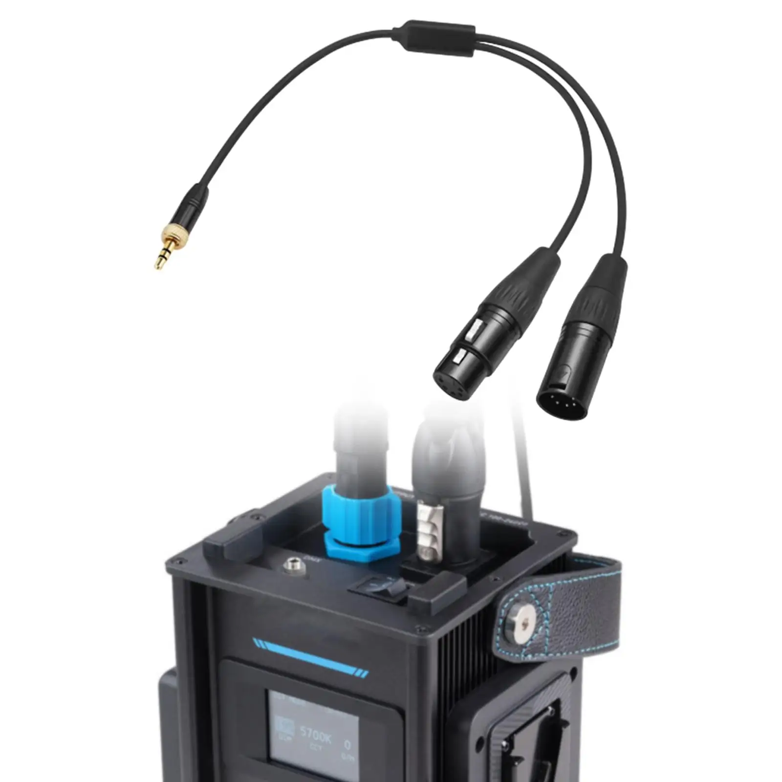 

--3.5C-1/2 3.5mm 3.5mm to 2 Upgrade Professional 1 to 2 Cable TRS to Male Female Lighting Adapter