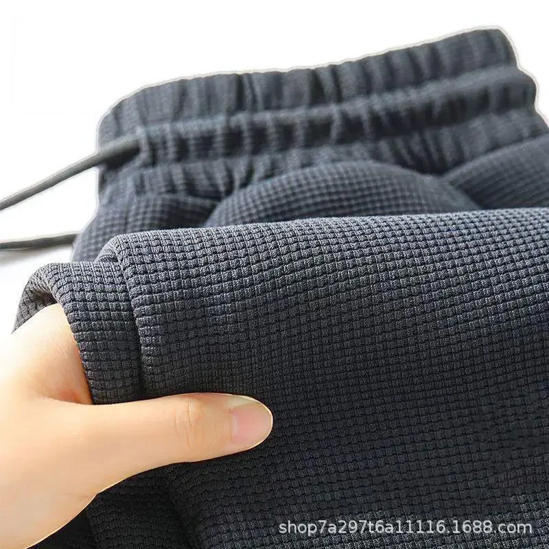 2024 Autumn/Winter New Casual Pants Straight-Leg Fashionable Wafl Checks Pants Plus Size Loose-Fit Sweatpants