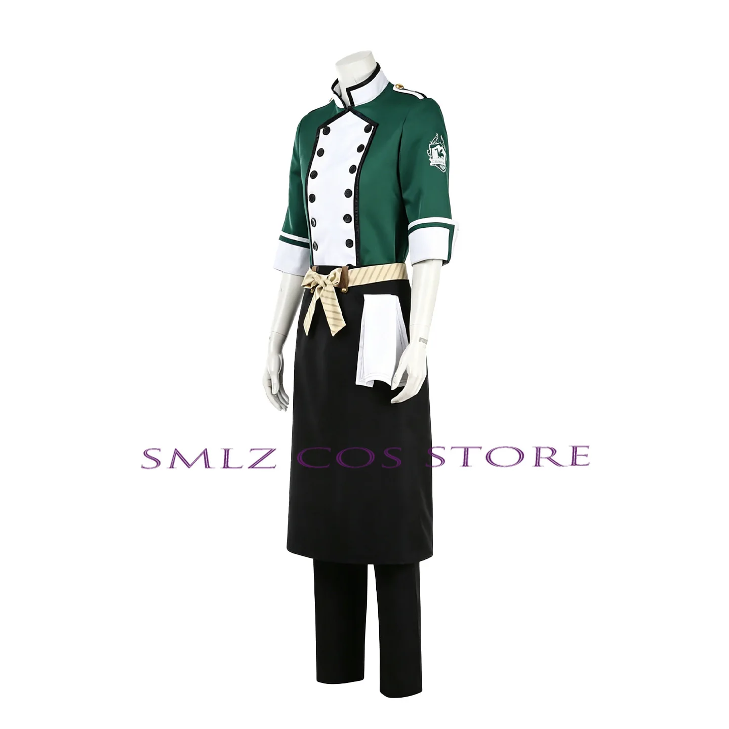 NRC Riddle Cosplay Game Rosehearts Costume Riddle Chef Clothes Green Silver Uniform Prop Wig Set Halloween Outfits for Woman Man