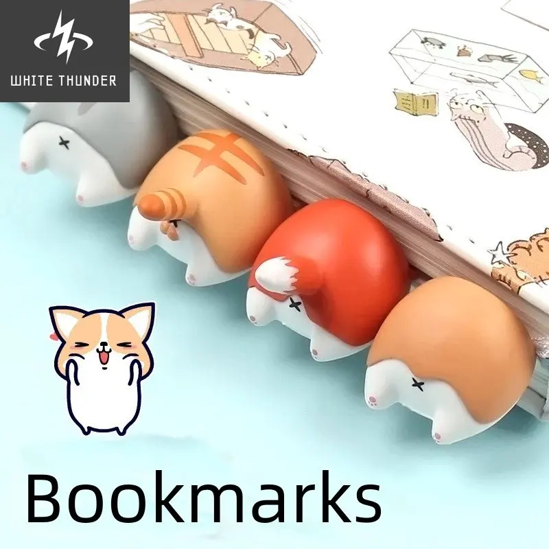 New Cute Cartoon Cat Dog Hamster Fox Ass Bookmarks Kawayi Novelty Book Reading Item Creative Gift for Kids Children Stationery