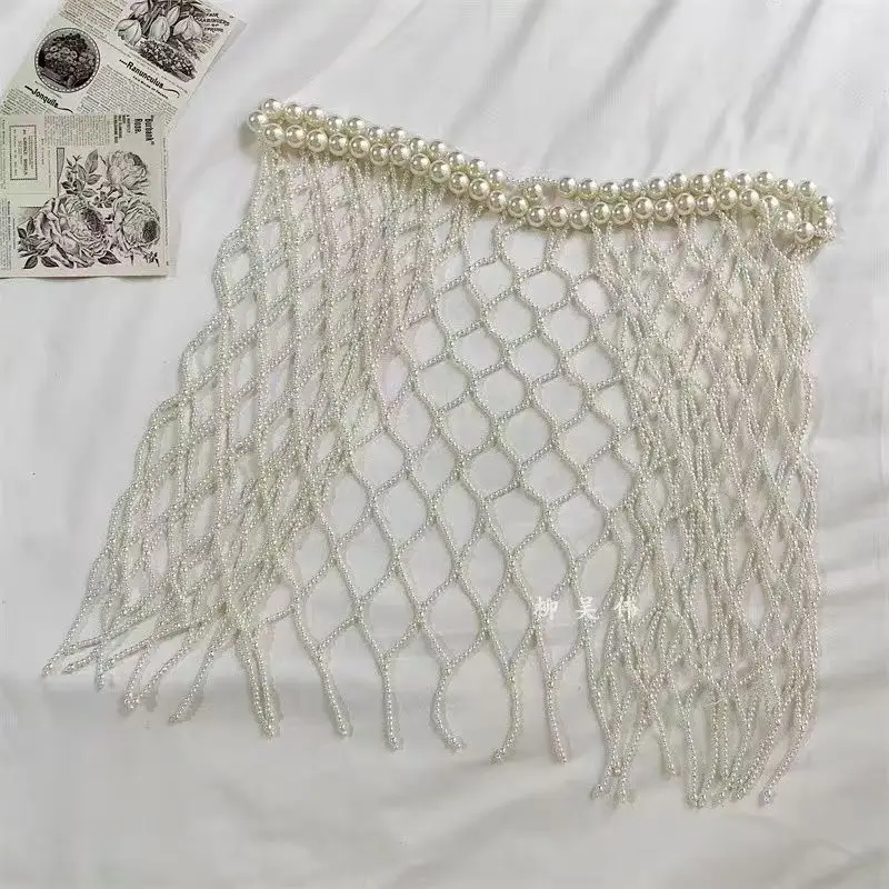 โซ่เอวมุกหรูหรา - เข็มขัดขอบโบฮีเมียนแบบปรับได้สำหรับชุดเดรส, เครื่องประดับร่างกายสไตล์ฝรั่งเศส Y2K สำหรับผู้หญิง