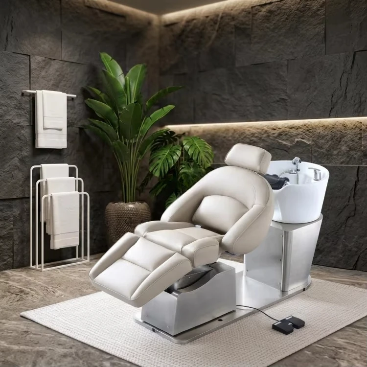 #￥forYicheng Multifunctional Hair Salon Shampoo Bed Electric Lift Rotate Hair Washing Bed Semi-recline Salon Furniture for Sale