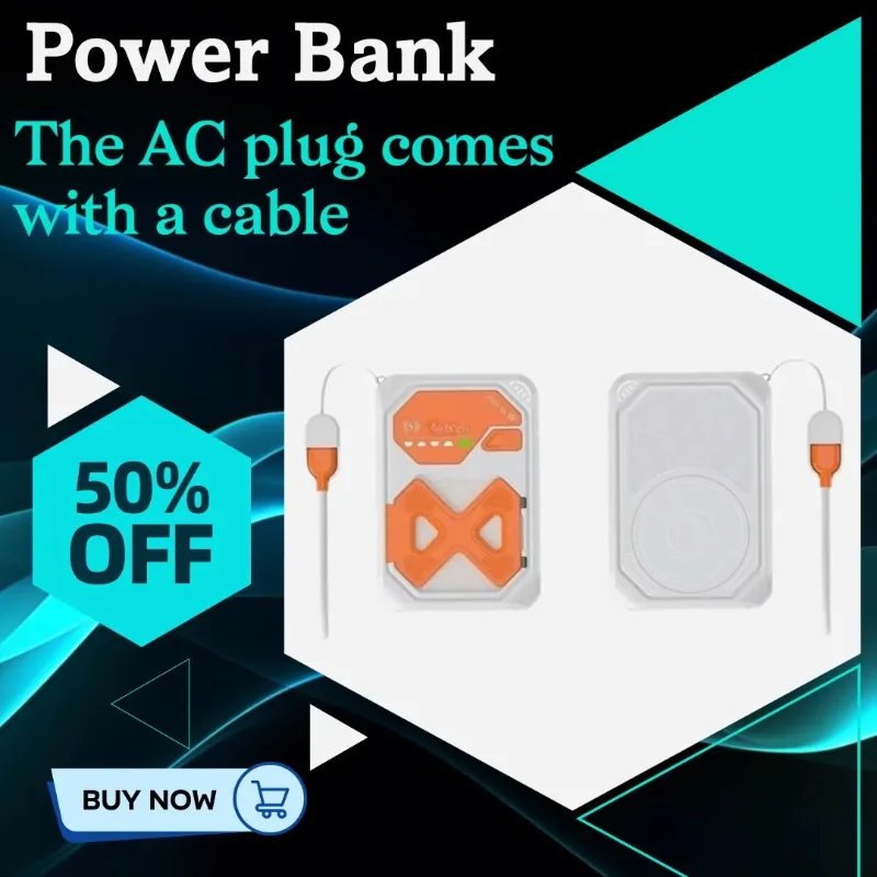 

New Magnetic Wireless Power Bank with Fast Charging Cable Bracket with AC Plug 10000mah Mobile Power Supply