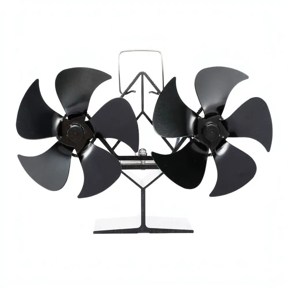 Metal Thermal Fireplace Fan Twin Head Design Eco Heating Blower For Wood Pellet Stove Air Circulation Equipment