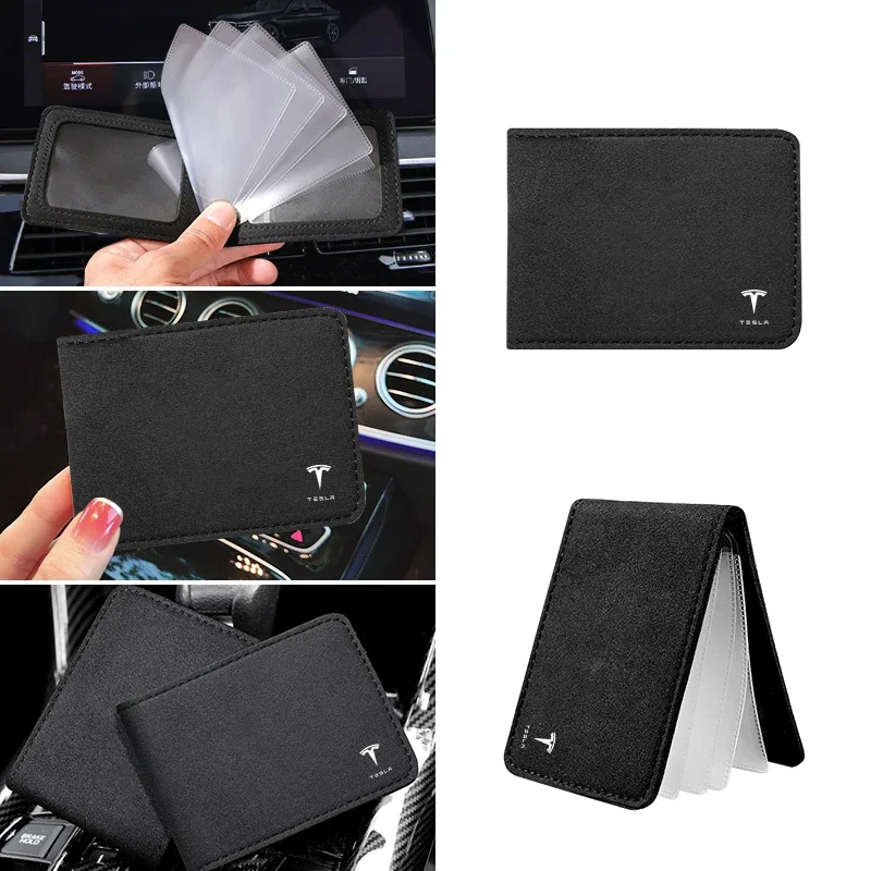 Auto Driver License Cover Suede Car Driving Documents Case Credit Card Holder For Tesla Model 3 Model X S 2016-2020 TM3 TMX