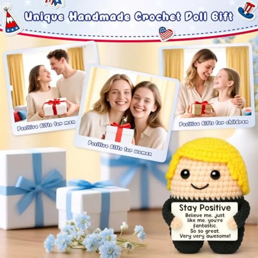 مضحك صغير إيجابي الكروشيه الحيوان هدايا للنساء الرجال بوس يوم هدايا عيد ميلاد له المراهقين بنين ابن زميل العمل عيد الميلاد Stocki