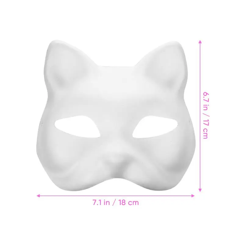 Mascarilla tradicional de gato para hombre, máscara de Halloween, blanca, japonesa, 8 piezas