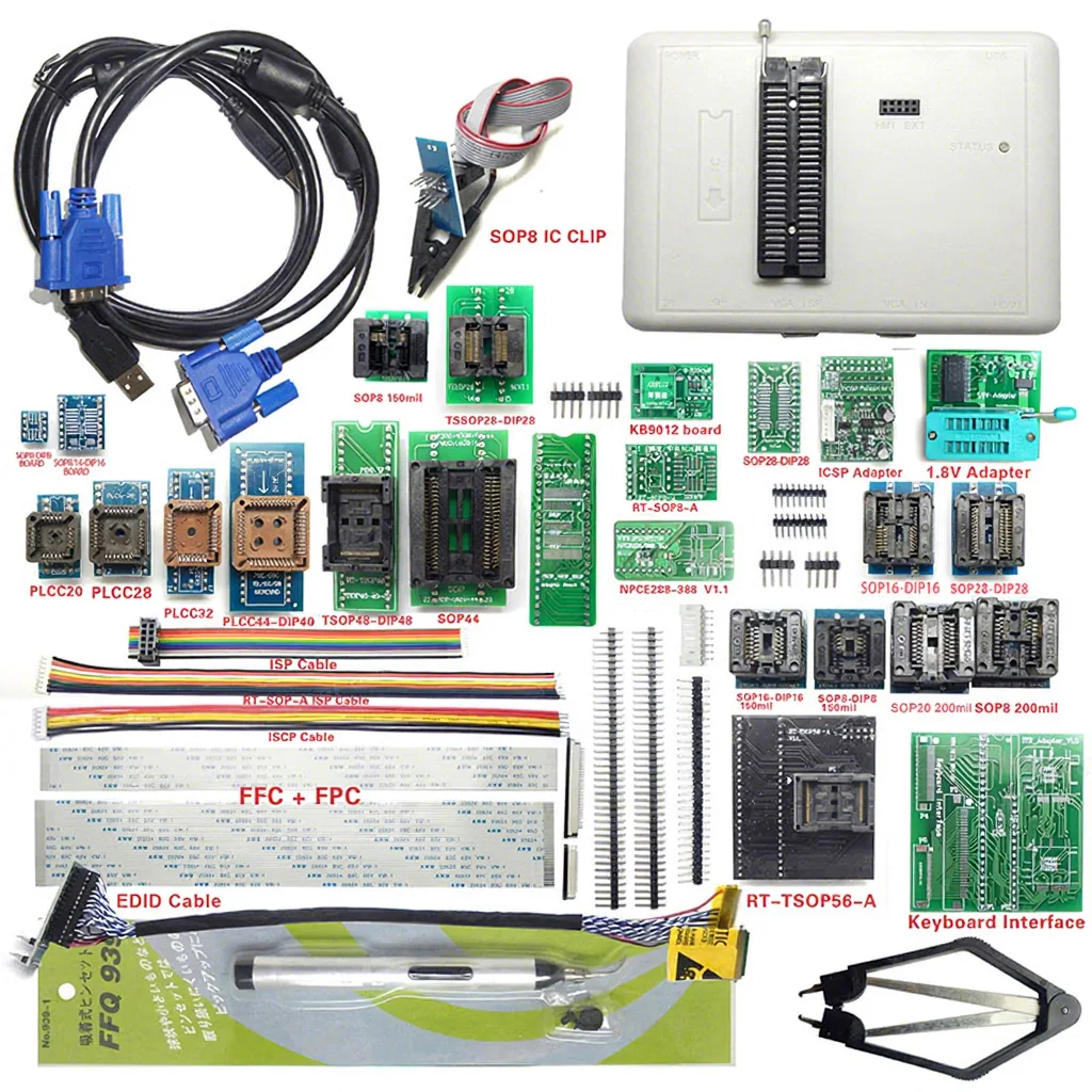 New, RT809H Usb Universal Programmer Laptop TV IC Programmer with 31 Adapter EMMC NAND Flash Programmer