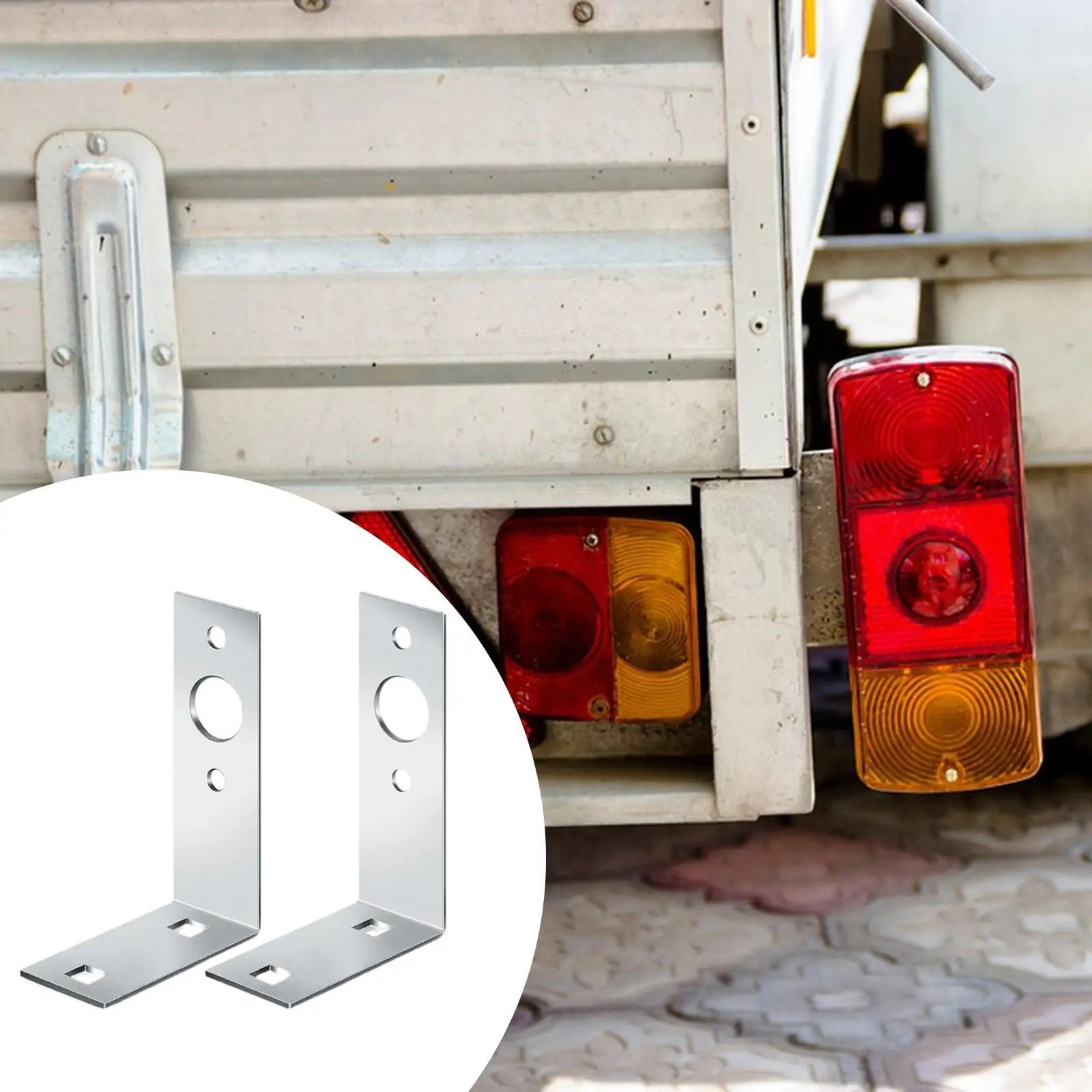 

Silver Trailer Light Bracket Metal Construction Rear Lamp Mounting Accessories for Easy Install and Universal Application