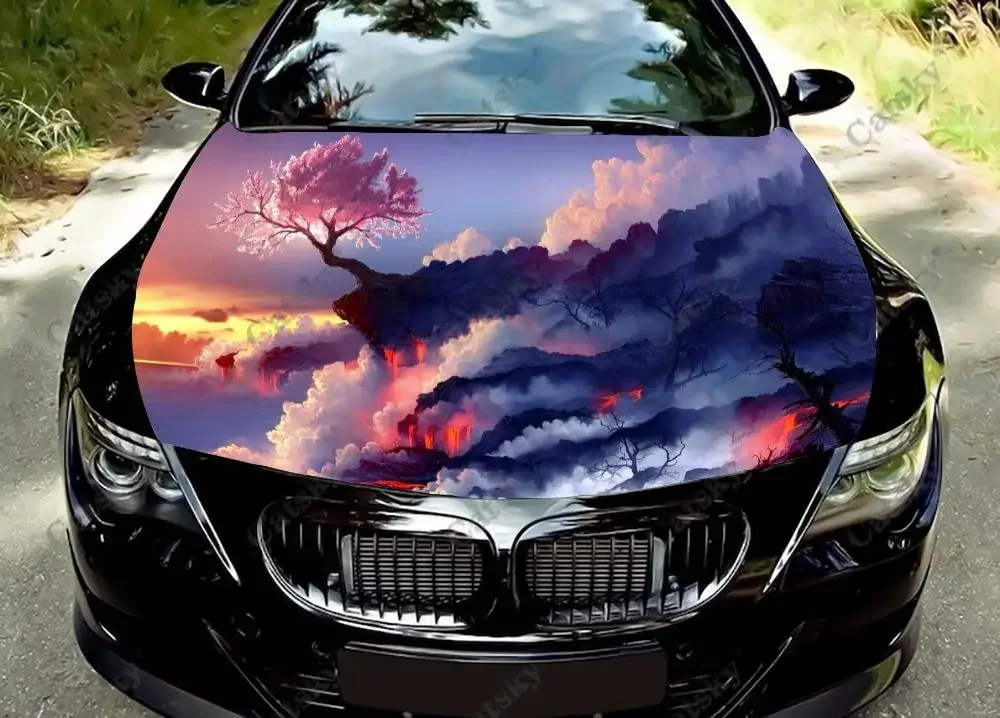 

Sunset Scenery Printing Pattern Car Hood Wrap Color Vinyl Sticker Decal Truck Graphic Bonnet Decal Custom Car Decoration Sticker