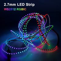 2.7mm Ultra Narrow LED Strip WS2812B Individually Addressable RGBIC Colorful Pixel Light 160Leds/M IP30 White PCB DC5V DC12V