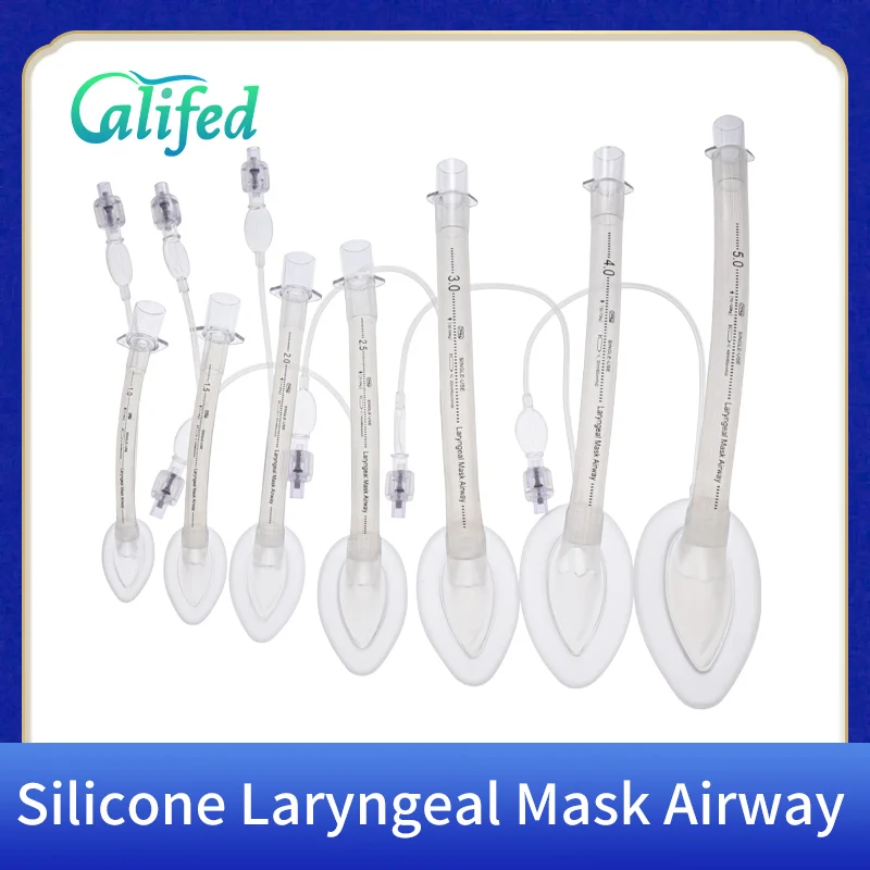 Califed 1Pc/7Pcs Silicone Laryngeal Mask With Bar Anesthesia Breathing Laryngeal Mask Airway Tube for Kids and Adults