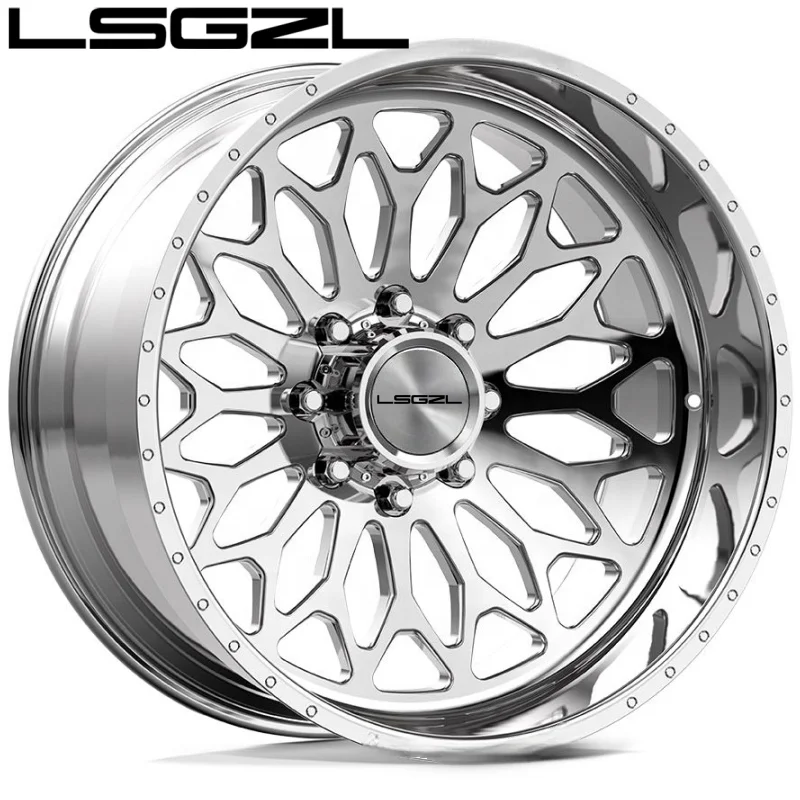 LSGZL High Polished Wheels Super Single Wheels Size 24 Width 14 Bolts Pattern 8x180 Center Bore 124.1 for 2016 silverado 2500hd
