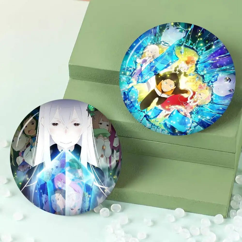 Re Life In A Different World From Zero 32/44/58mm Handmade Pin Round Funny Snap-in Brooches for Backpack Accessories Decoration