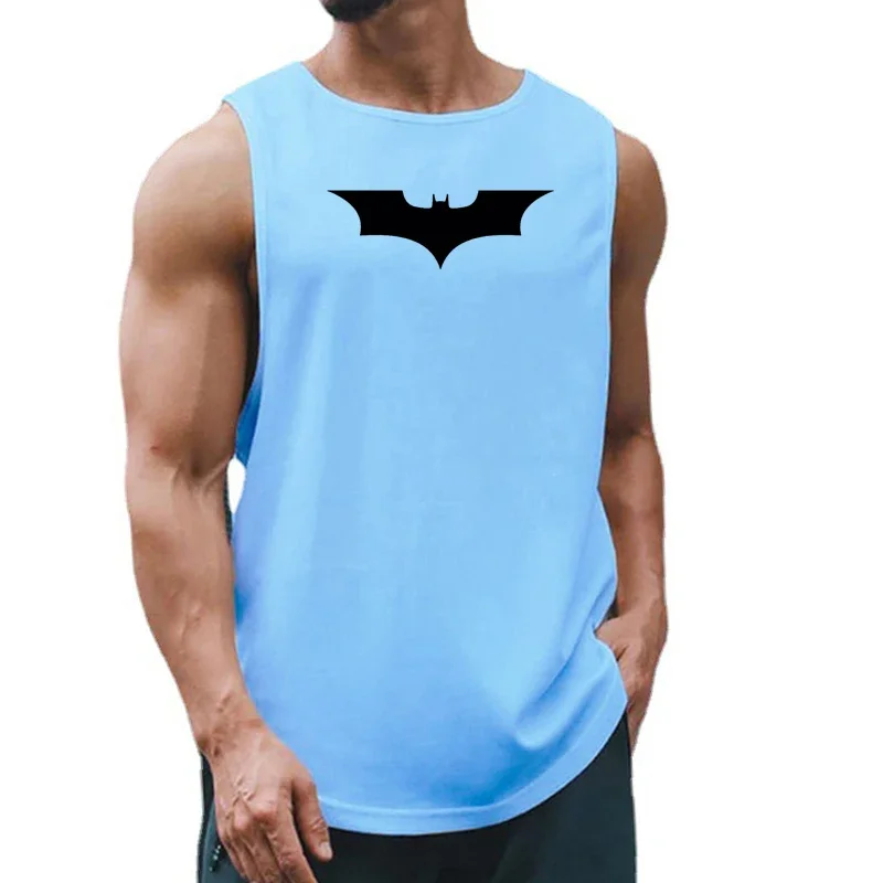 Black Bat Print Mesh Quick Dry Sports Tank Tops Mens Bodybuilding Sleeveless Breathable T-Shirt Gym Fitness Muscle Running Vests