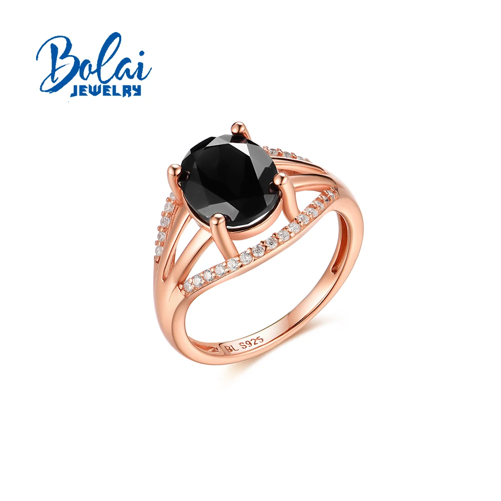 

Exquisite 925 sterling silver Natural Black Spinel ring oval 8*10mm gemstones fine jewelry for women's banquet gifts