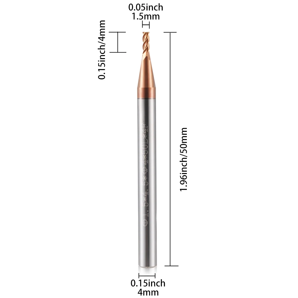 1 pz HRC55 1-20mm quattro flauti fresa in metallo duro integrale ALTiN Coat, frese CNC per il taglio di metalli 4mm 6mm 8mm 10mm 12mm