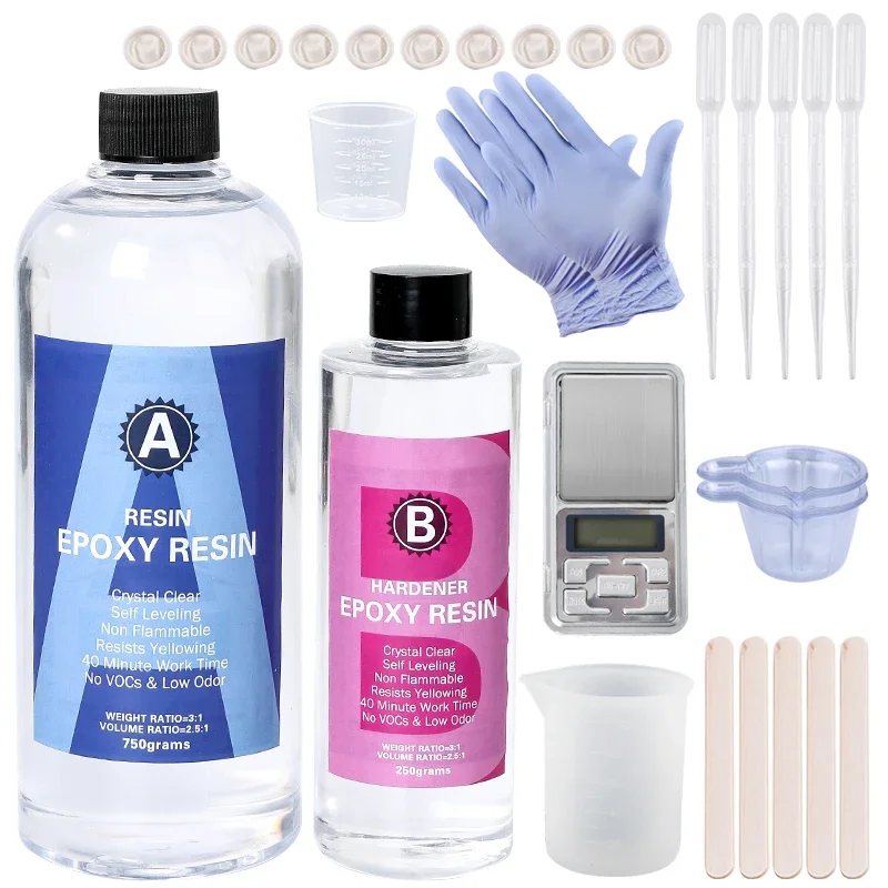 Epoxy Resin Kit Crystal Clear Easy Mixing AB Resin with Sticks,Graduated Cups and Gloves for Jewelry Making DIY Art Crafts