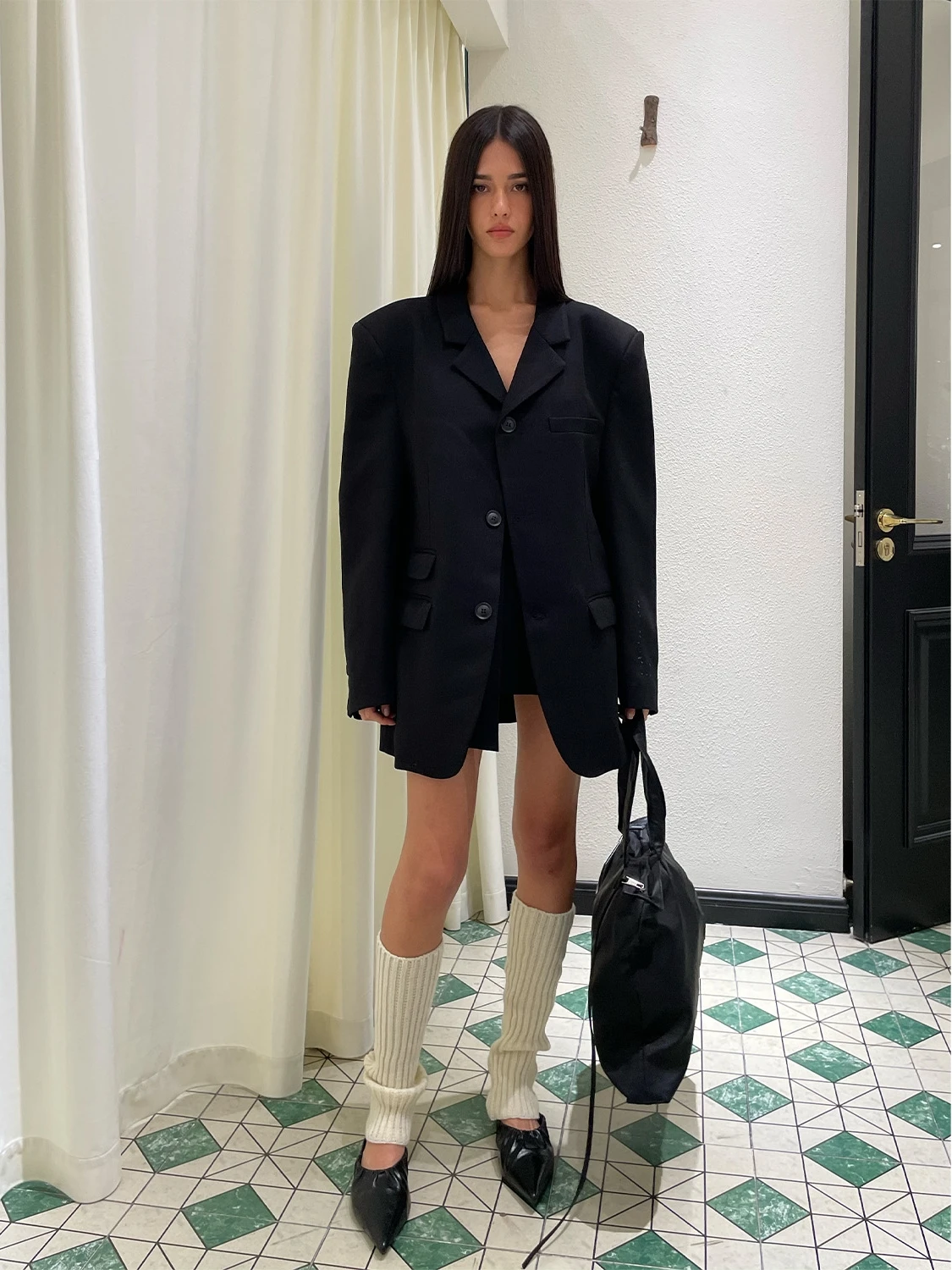 

BabesoQ Loose Casual Oversized Bla Tuxedo Jaet Women's Faion Autumn 2023 apel Outerwear Ele Lady's Suit