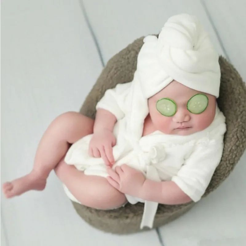 Peignoir de photographie pour nouveau-né, ensemble de tenue de Robe en molleton de corail épais pour séance photo pour nourrissons