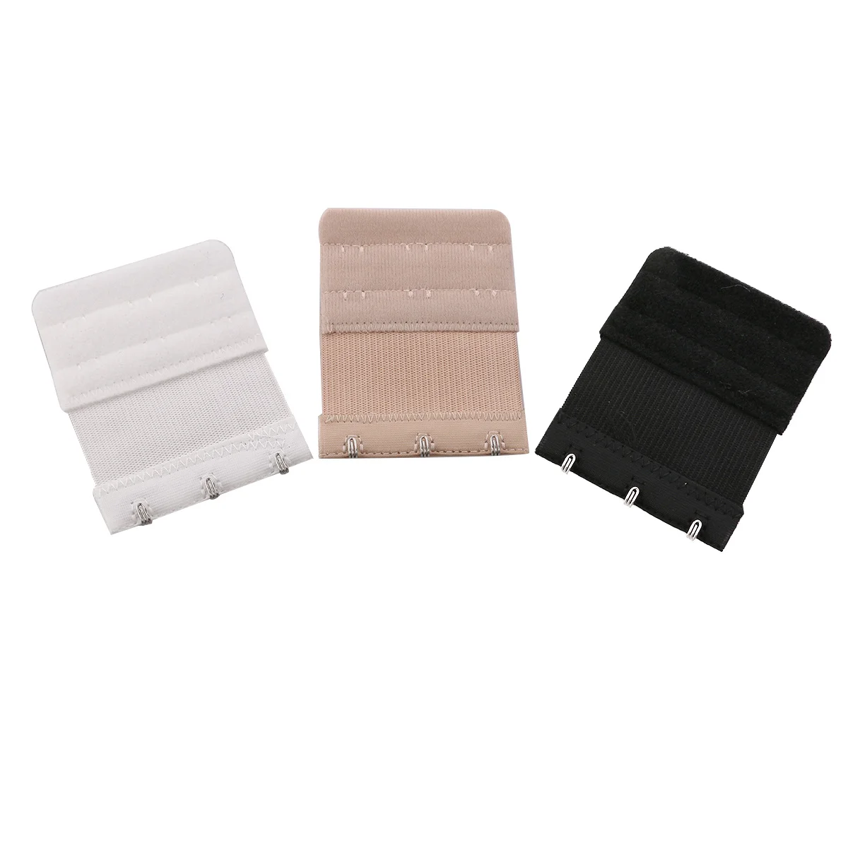 3 uds extensores de sujetador elástico 3 ganchos 2 filas ajustable algodón acero inoxidable lencería correa extensión negro blanco desnudo